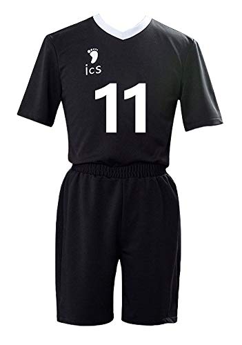QYIFIRST Inarizaki High School Volleyball Club Osamu Miya No.11 Jersey Set Volleyballverein Team Trikot Uniform Cosplay Kostüm Schwarz XXL