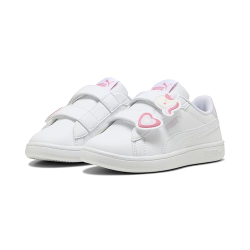 PUMA Mädchen Smash 3.0 Badges Sneakers 28 White Magic Rose Lilac Frost Pink Purple ┃Sneakers in Regular Fit Mädchen