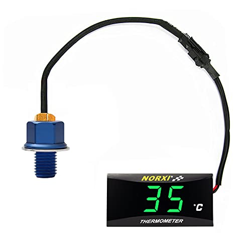 Motorrad-Öl-Thermometer, digitales Öl-Thermometer, elektronisches Ölthermometer mit Temperatursensor-Adaptern (Grün, M14 x 1,5)
