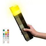 HLMNAKE Wall Fackel Nachtlicht 28cm mit Sound, Timer Fernsteuerbar Acht Farben Autochromatisch, Ton und Licht Flamme Nachahmen, 3 Gang Dimmbar 3D Torch Lamp