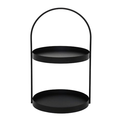 Etagere Marit schwarz aus Metall modernes Design H46cm Metalletagere mit Griff