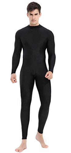 speerise Herren Turtleneck Spandex Langarm Unitard Bodysuit Tanzkleidung groß Schwarz