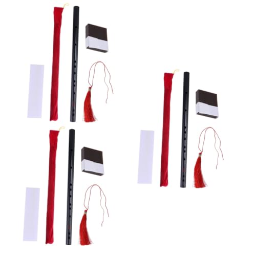 Generic 3St schwarze Pfeife Musikinstrumente musical instruments Chinesische Bambusflöte holzflöte traditionelles chinesisches Instrument Bansuri- Querflöte üben Plastik