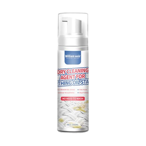 Trockenreiniger Kleidung – Schaumlösung, fettlösende Formel | Chemisches Spray mit punktueller Wirkung, schonendes Reinigungssystem zur Entfernung von Ölflecken aus Textilien, Hemden und Blusen