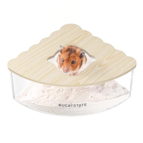 BUCATSTATE Hamster-Sandbad-Container – Acryl-Dusch- und Grabungsraum-Katzenklo für Mäuse, Lemminge, Rennmäuse (fächerförmig)