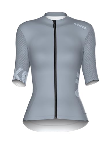 INBIKE Radtrikot Damen Kurzarm Fahrradtrikot Sommer Atmungsaktiv Trikot Fahrrad Rennrad Shirt Fahrradbekleidung Grau S