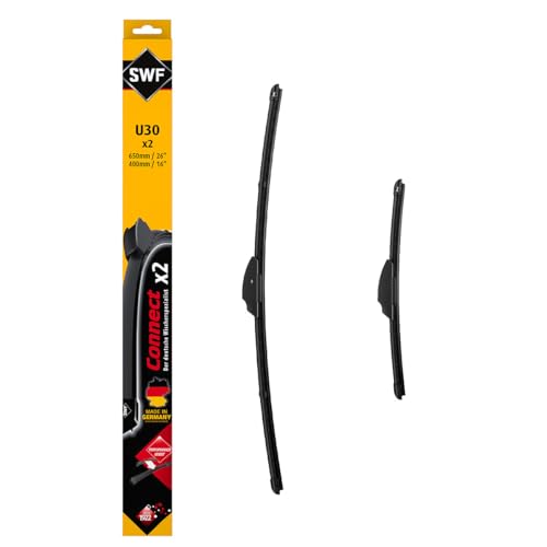 SWF Connect Wischer – U30 – Kit Aus in Deutschland Hergestellten Flachbalkenwischern Für Optimale Wischleistung 650mm/400mm – Vorne – 2er-Set, Black