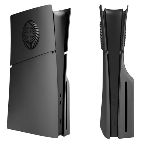 Hzxkqmil Ersatz-Platten Abdeckung Faceplates für PS5 Slim Konsole Disc Edition, Seitenplatten mit Kühlungsöffnungen Benutzerdefinierte Hülle ABS-Gehäuse Anti-Kratzer Zubehör, Schwarz
