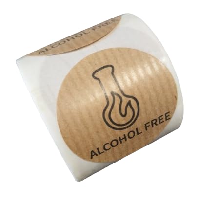 200 Etiketten aus Kraftpapier für Allergene, 3,5 cm, Hinweise: Vegan, glutenfrei, zuckerfrei, alkoholfrei, milchfrei, nussfrei, eierfrei, ohne Erdnüsse, ohne Soja (ALCOHOL FREE)