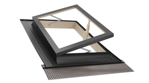 Emica Dachfenster mit Öffnung aus Aluminium | Linie Best Anti-Hagelglas und interne Sicherheit 4T-9-4T | Tannenholz | Ideal für Dachausstieg | Dachfenster (55 x 78 Basis x Höhe)