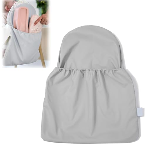 Hochstuhl-Rückenbezug,Aufbewahrungstasche für Esszimmerstuhl-Rückenlehne aus PU-Leder,hochstühle,sitze zubehör,Tailliertes Design Kompatibel mit Hochstuhl (Hellgrau)