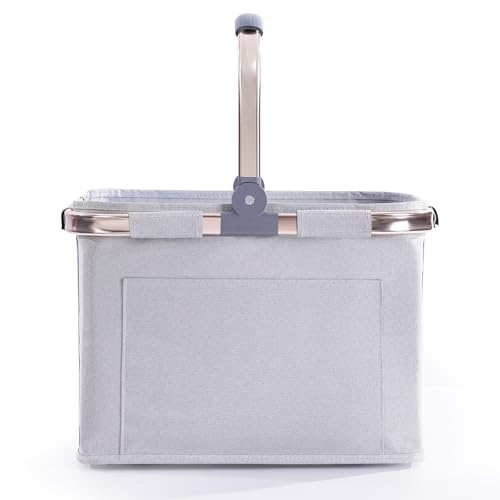 Diurwur® 30L Einkaufskorb Faltbar Tragekorb Groß Einkaufstasche Picknickkorb Klappkorb Reisetasche Praktischer Einkaufen Korb mit Gepolsterten Griffen - ideal für Reisen/Picknick/Einkaufen/Geschenk