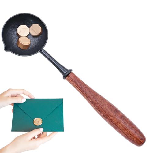 Wachslöffel, Löffelhalter mit Wachssiegel - Wachslöffel mit Holzgriff | Siegelwachslöffel zum Schmelzen von Siegelwachs Löffel mit Holzgriff Tolles p