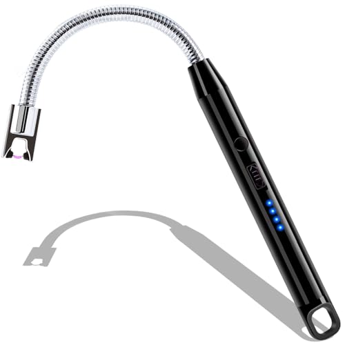 LcFun Stabfeuerzeug, Lichtbogen Feuerzeug Elektrisch, Elektrisches Feuerzeug Lang Winddicht USB Feuerzeuge für Küche Camping Feuerwerk (Schwarz)