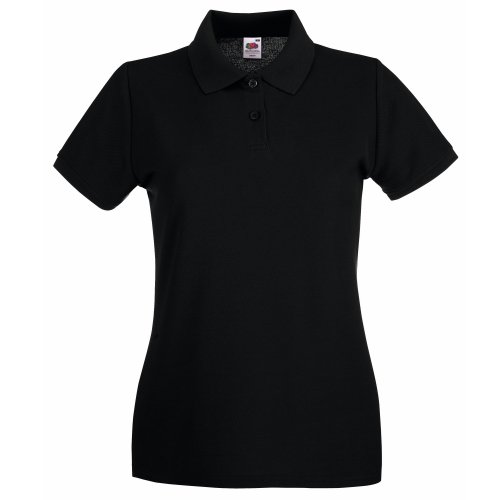 Fruit of the Loom Premium Poloshirt Lady-Fit für Damen, Schwarz, Small