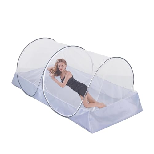 Moskitonetz Zelt, Faltbares Moskitonetz für Einzelbett, Pop-up Moskitonetz Bett für Camping Parks, Tragbares Feinmaschiges Reisenetzzelt, Outdoor Fliegennetz mit Seitlichem Reißverschluss