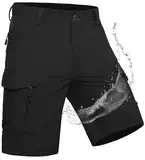 Wespornow Kurze Hosen Herren Shorts Herren mit 7 Taschen Cargo Arbeitshosen Männer Kurz Sporthose Wanderhose Bermuda Chino Stretch MTB Sommer Hose Wandershorts Fahrradhose(Schwarz, XXL)