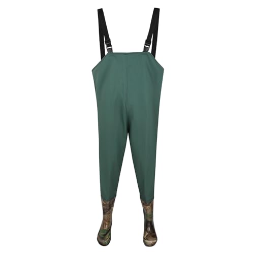 Herren-Jumpsuits und Strampler, lange Ärmel, Wathose, Angelhose, mit Hosenträgern, atmungsaktiv, Crosswater Wathose, enge Overalls für Herren, langärmelig, grün, 55
