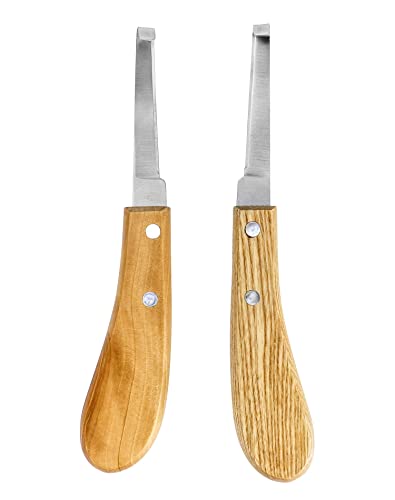 QWORK® 2 Stück Hufmesser, 21.5cm Hufauskratzer Rechts- und Linkeshänder, Hufmesser mit Ergonomischer Griff, für Rinder, Schafe, Pferde