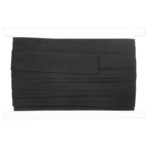 RUNFENG Wolltresse Schrägband aus Baumwolle Factory Gefalzt Baumwollband Webbing mit Fischgrätenstich für Heimwerker Handwerk Nähen Stricken Einfassband Uni gefalzt 5m x 20mm,Einfach zu nähen-Schwarz