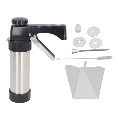 Edelstahl -Kekse -Pressetkit, Hausgemachte Kekse -Kekshersteller für DIY, Spanische Churros, Kuchen mit 16 Scheiben und 6 Dekorationsspitzen, Robuste Easy Press