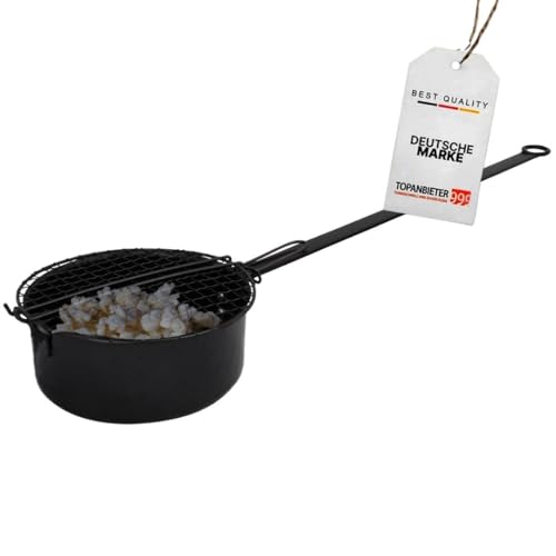 TOPANBIETER999 Popcorn-Pfanne für Lagerfeuer & Grill/Popcorn Maker mit langem Griff & Gitterdeckel Perfekt für Camping/Outdoor-Kochen Feuerpfanne für BBQ 69 cm