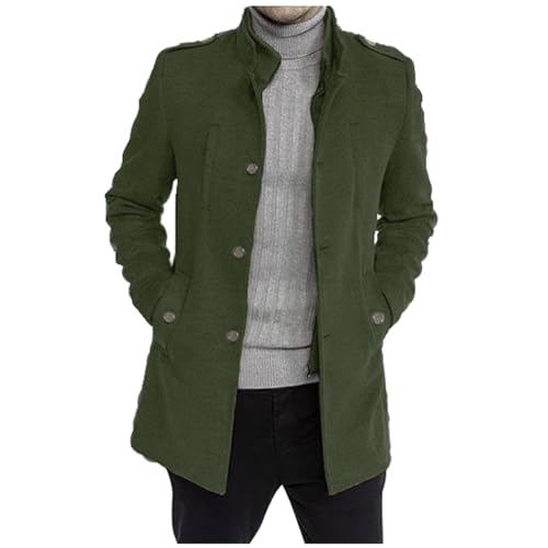 SRZYMJ Grün Wintermantel Herren Mantel Slim Fit Mittellang Wollmantel mit Stehkragen Business Mantel Herren Winter Lederjacke Herren Braun 4Xl Herren Sakko Strickjacke Herren Lang Leichte Regenjacke L