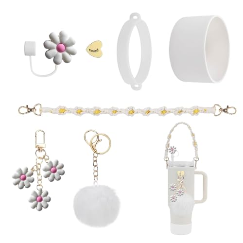 Tasse 30 Oz Zubehör,Tassenzubehör-Set | 40oz 30oz Trinkbecher-Zubehör-Set, 7 Stück/Set | Becher-Zubehör-Set, Silikon-Stiefel-Pom-Pom-Kette für 40-Unzen- und 30-Unzen-Becher