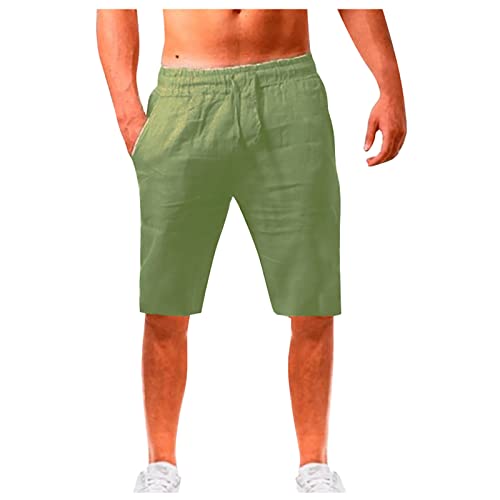 Shorts Herren Sommer Baumwolle Leinen Kurze Hose Mit Taschen Elastische Taille Beach Shorts Leicht Und Luftige Freizeithose Musselin Sommerhose Für Männer Leinenhose Angebote des Tages Heute