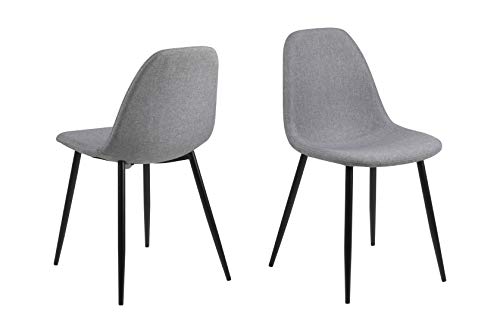 AC Design Furniture Linea Esszimmerstühle 4er Set, B: 44,5 x T:56 x H: 84 cm, Hellgrau/Schwarz, Stoff/Metall, 4 Stk