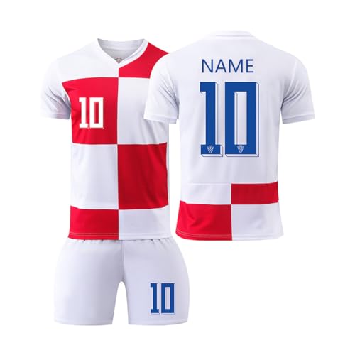 ISHWARA Kroatien personalisiertes Trikot-Set für Herren und Mädchen mit Namen und Nummer, Team-Logo, individuelles Fußballtrikot für Jungen, Trainingsanzug