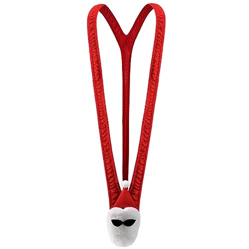 NewBull Sexy Unterwäsche für Männer Roter Samt Weihnachten Mankini Klassisch Borat Kostüm Tief V-Förmig Sling Weihnachtsmann Cosplay Herren Reizwäsche Outfit Strand Badeanzug