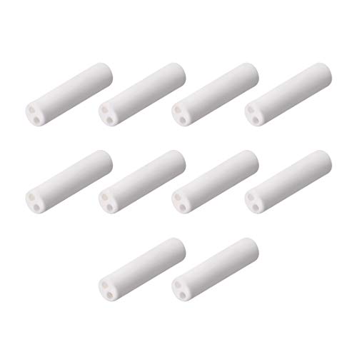 Industrielle Keramik-Isolierstäbe, 10 Stück Keramik-Isolierrohre, 19 mm langes Doppelbohrungs-Isolierrohr aus Porzellan, Innendurchmesser 1 mm, Außendurchmesser 4 mm, Aluminiumoxid-Keramikrohr
