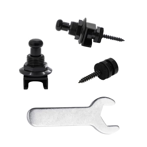 Rayzm Gitarre Strap Locks Button/Gitarrengurt Schlösser mit einem Schraubenschlüssel, Sicherheit Straplocks Rutschfeste Strap Retainer System für Akustik-/Elektro-/Bassgitarre (Schwarz)