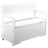Bandits & Angels Holzspielzeugkiste mit Aufbewahrungsbank weiß – 2-in-1-Aufbewahrungsbank – Sitzhöhe 24 cm – Maße 60 x 27 x 47 cm – für Jungen und Mädchen – Kinderzimmermöbel - Kindersitzbank