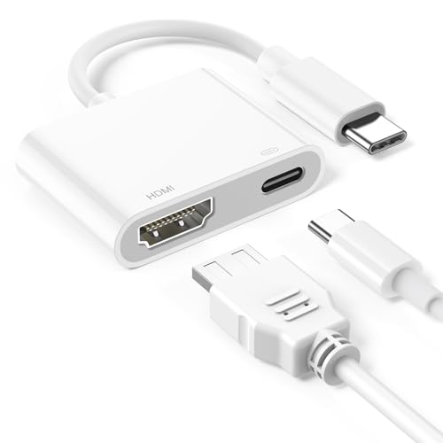 USB C auf HDMI, 100W USBC HDMI Adapter 2-in-1 Hub für iPhone 16/15 Pro Max/iPad, Samsung Galaxy S24 S23 S22 S21 S20 Plus Ultra/Tablet/Laptop/TV/Monitor/Projektor 4K Video und Audio Digital AV Adapter