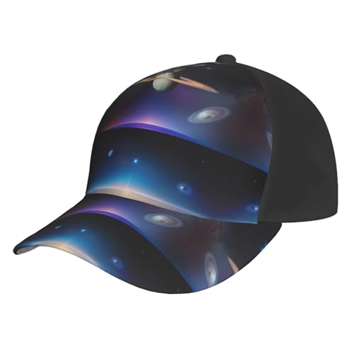 Cosmic Saturn Baseballkappe, gebogen, modisch, personalisierbar, für Damen und Herren, Universalgröße, frei verstellbar, Schwarz, Schwarz, Einheitsgr��e
