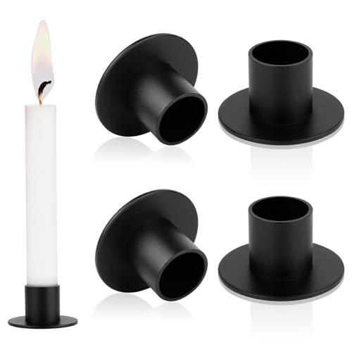 4 Stück Kerzenständer, Schwarze Kerzenhalter Stabkerze, Metal Stabkerzenhalter, Stabkerzen Halterung, Adventskranz Halter für Kerzen, Halloween Dekoration