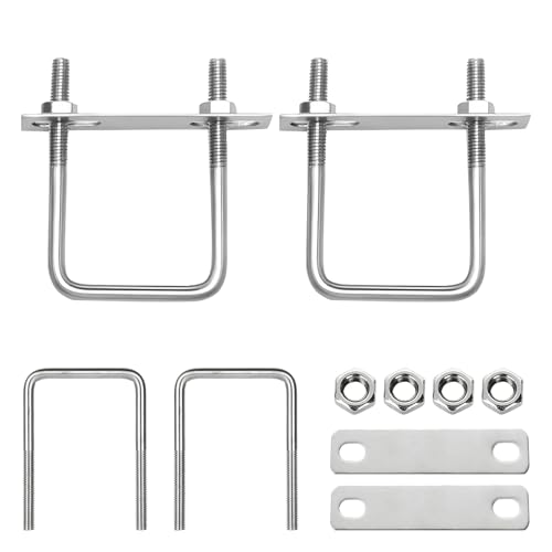 Idota 2 Stück Bügelschraube M10 80x150mm U Bügel mit Gewinde, U Schrauben Bügelschelle Edelstahl für Rohr Befestigung