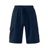 QWUVEDS Kurze Hosen Herren Männer Hosen Shorts Modische Casual Cargo Shorts Multi Taschen Kordelzug Hosen Herren Strand Shorts Herren Hosen Kurz Sommer Kurze Hosen Herren Cargo (Navy, L)