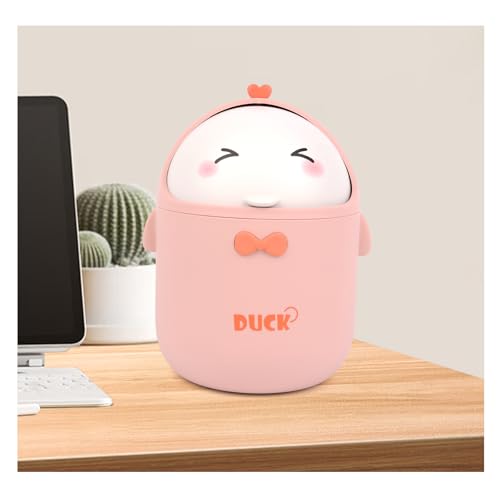 LOBVABA TischmüLleimer Mit Deckel，Süße Cartoon Tisch Mülleimer,für BüRos, Kinderzimmer, Schminktisch, Wohnzimmer (Rosa)