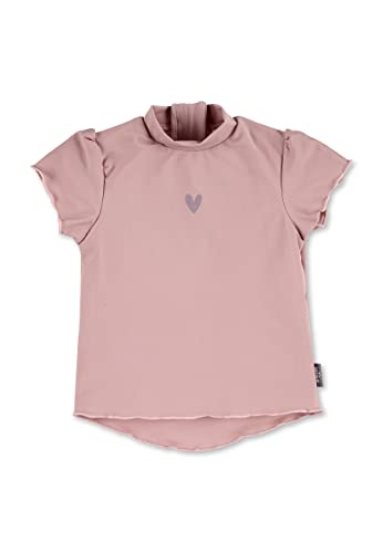 Sterntaler Badeshirt kurzarm Herz Print - UV-Schutz 50+ Schwimmshirt mit Stehkragen - Mädchen UV Shirt mit unterlegtem Reißverschluss hinten - Kinder Badebekleidung, zartrosa, Größe 92