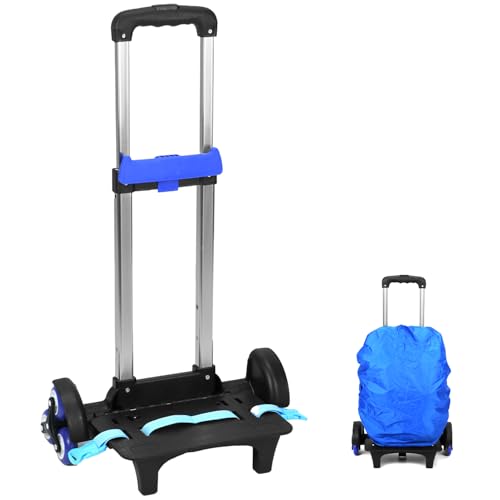 QWORK® Rucksack Trolley, 6 Räder Trolley für Schultaschen, Klappbarer Trolley, Aluminiumlegierung Trolley für Rucksack
