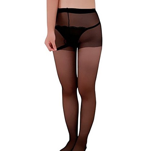 EROSPA® Sexy Herren Männer Strumpfhose mit geschlossener Penishülle Penisbeutel Nylon Fetish Stockings Pantyhose Tight Unterwäsche (Schwarz)