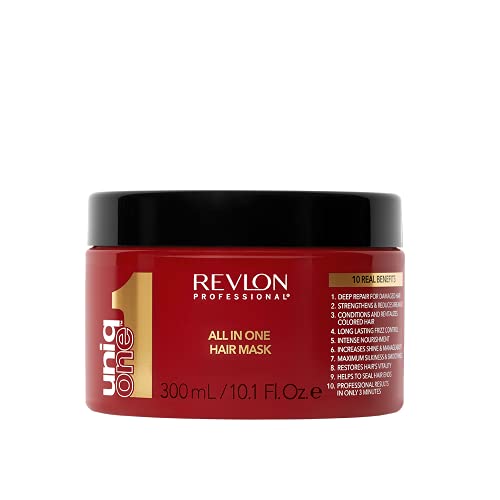 REVLON PROFESSIONAL UniqOne All in one Hair Mask, 300 ml, reparierende Haarkur, Haarmaske für tiefgreifende Reparatur & Glanz, spendet Feuchtigkeit, ohne zu beschweren, mit Anti Frizz Effekt
