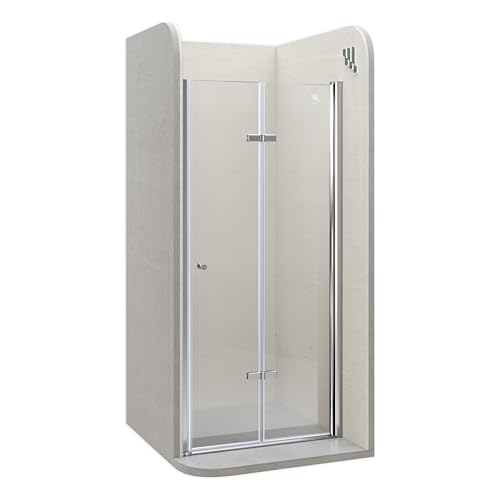 Einzelfalttür 84-88 cm Höhe: 195 cm, Duschfalttür aus 6mm ESG Sicherheitsglas in Klarglas - Duschtür, Duschabtrennung, Nischentür