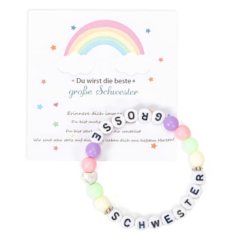 Große Schwester Geschenk, Geschenk Große Schwester, Ich Werde Große Schwester Armband Geschenke Geburt, Armband Schwester Grosse Schwester Geschenkschwestern Geschenk für Geschwister zur Geburt