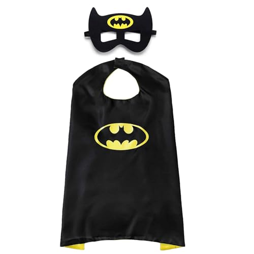 Feiyayi Superhelden Kinder Kostüme,Superhelden Umhänge,Halloween Kostüm Kinder Superhelden Umhang mit Maske für Kindergeburtstag Halloween Thema Party Karneval Spielzeug & Geschenke (Schwarz)