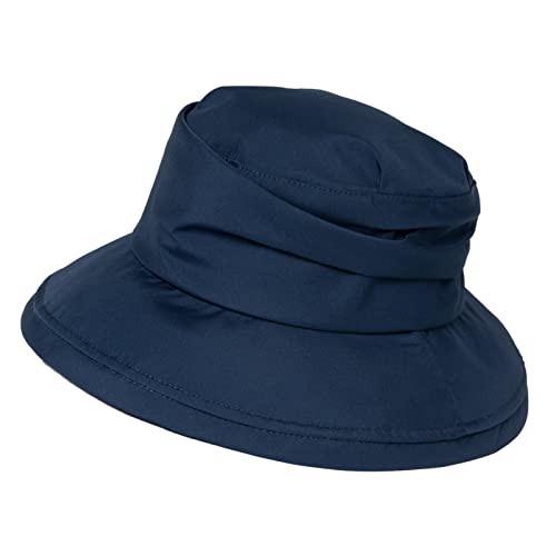Comhats Regenhut Damen wasserdichte Wandern Sonnenhut Damen Safari Fischerhut Mütze mit Breite Krempe SPF 50+ Schwarzblau Groß