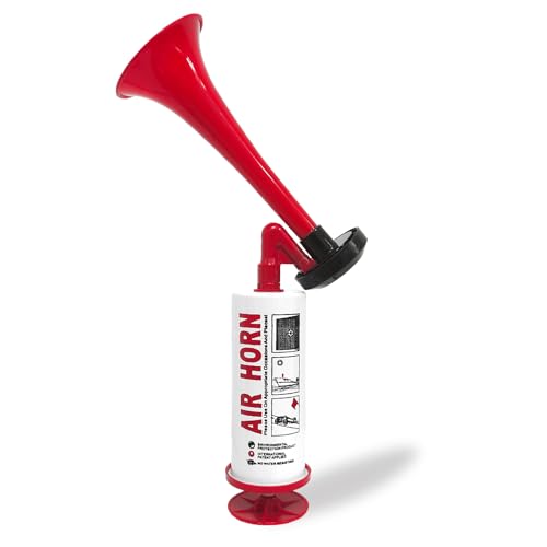 Metall Fanfare Luftdruck, Air Horn Extrem Laut, Wiederverwendbare Stadionhorn, Marine und Sport Pumpe Signalhorn (Rot)